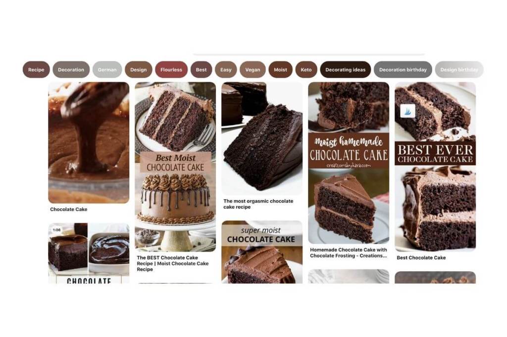 chocolate cake search on Pinterest